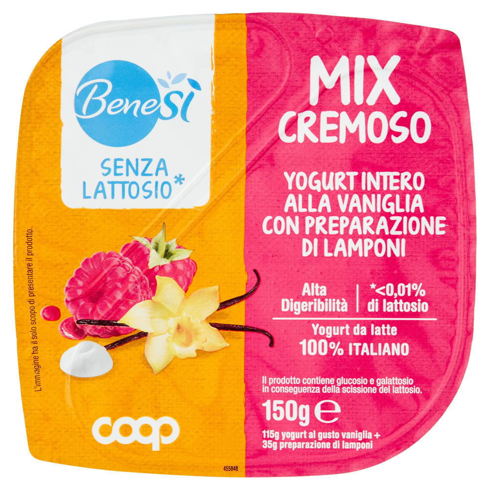 YOGURT DELATTOSATO BICOMPARTO BENE SI' COOP VANIGLIA E LAMPONI G 150 - 0
