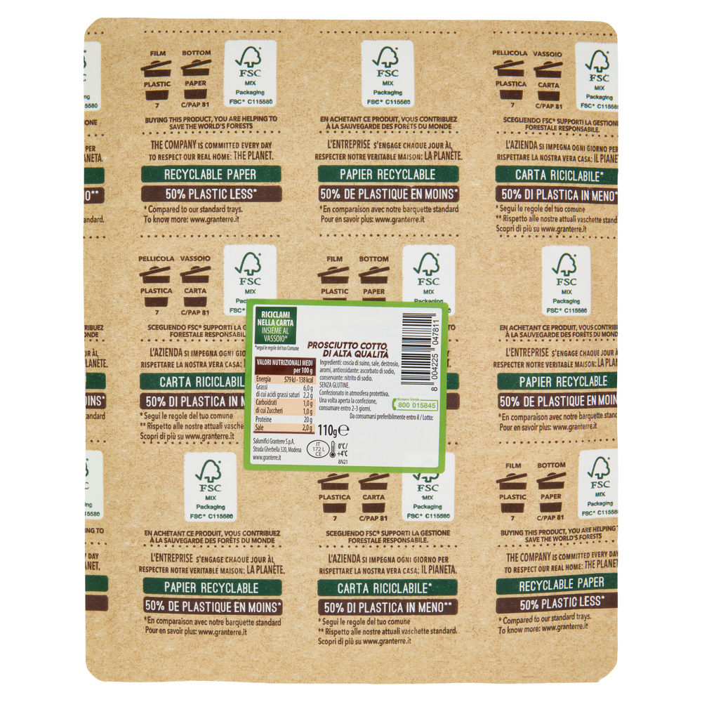 PROSCIUTTO COTTO AFFETTATO CASA MODENA GRAN TENERONE ECOPACK G 110 - 3