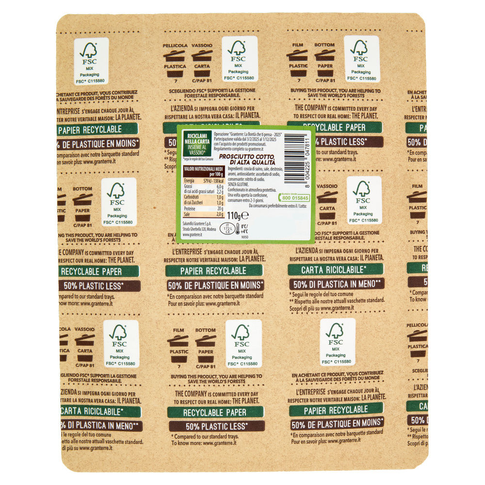 PROSCIUTTO COTTO AFFETTATO CASA MODENA GRAN TENERONE ECOPACK G 110 - 17