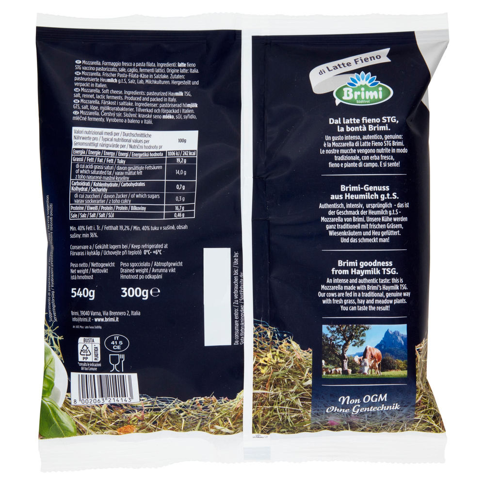 BRIMI MOZZARELLA LATTE FIENO CENTRALE LATTE BRESSANONE -PALLA 545G SGOCC. 3X100G - 2