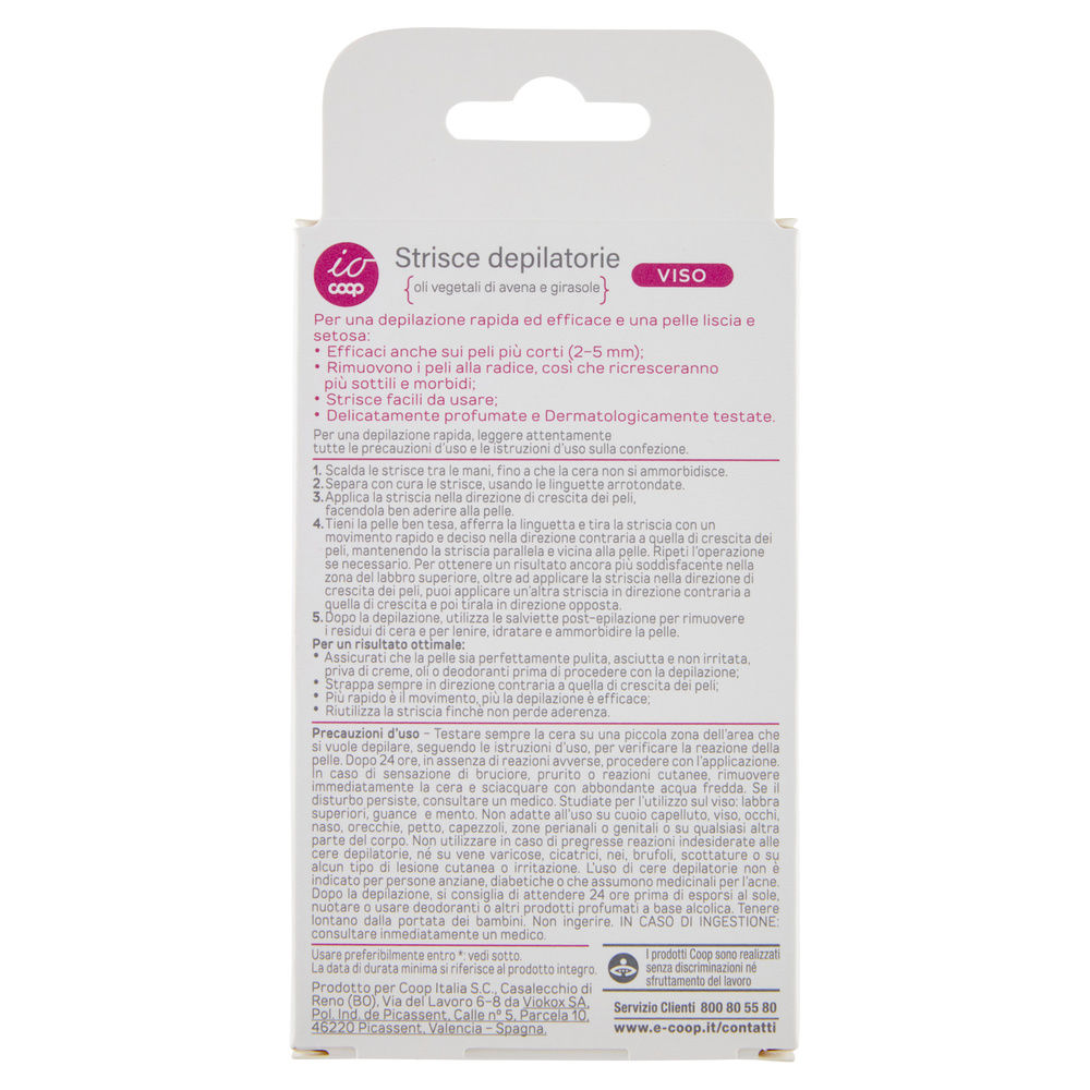 STRISCE DEPILATORIE VISO IO COOP 20 PZ + 4 SALVIETTE POST-EPILAZIONE - 2