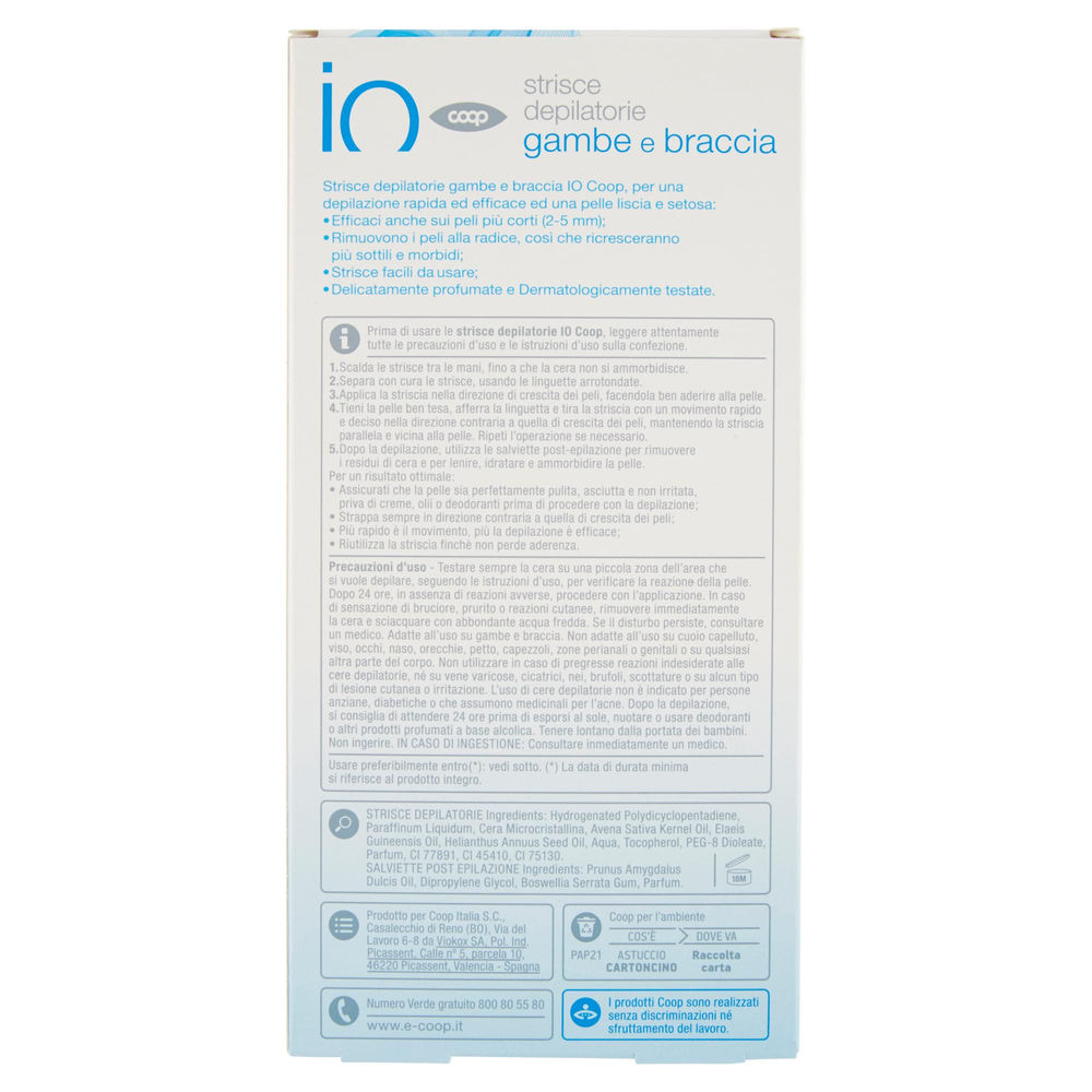 STRISCE DEPILATORIE GAMBE E BRACCIA IO COOP 30 PZ + 4 SALVIETTE POST-EPILAZIONE - 3