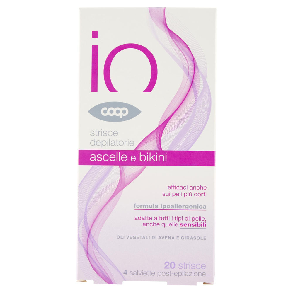 STRISCE DEPILATORIE ASCELLE E BIKINI IO COOP 20 PZ + 4 SALVIETTE POST-EPILAZIONE - 2