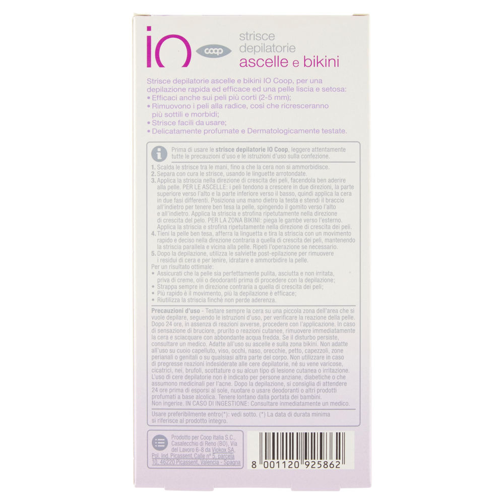 STRISCE DEPILATORIE ASCELLE E BIKINI IO COOP 20 PZ + 4 SALVIETTE POST-EPILAZIONE - 3