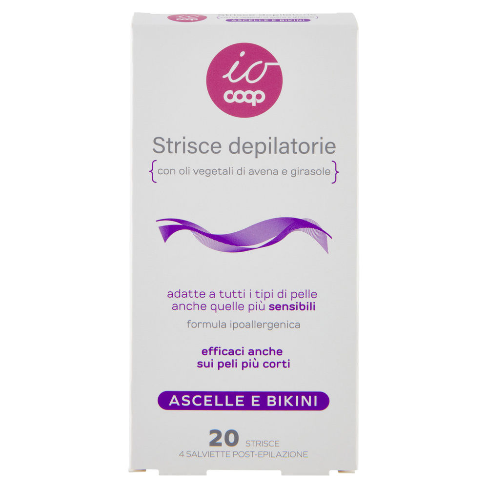 STRISCE DEPILATORIE ASCELLE E BIKINI IO COOP 20 PZ + 4 SALVIETTE POST-EPILAZIONE - 7