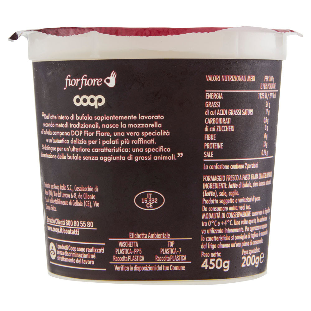 MOZZARELLA DI BUFALA CAMPANA DOP FIORFIORE COOP VS G 450 SGOCC. G 200 - 3