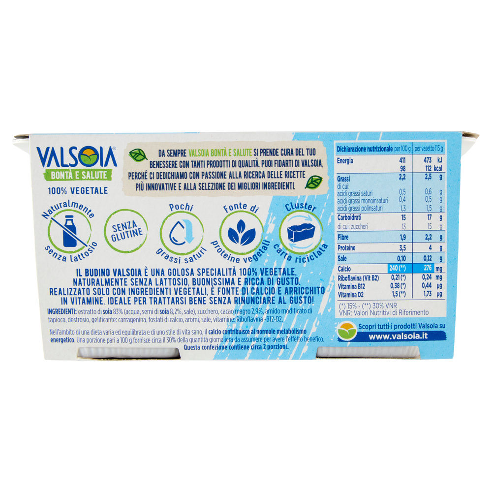 BUDINO VALSOIA CACAO EXTRA CALCIO 2X115 G - 1