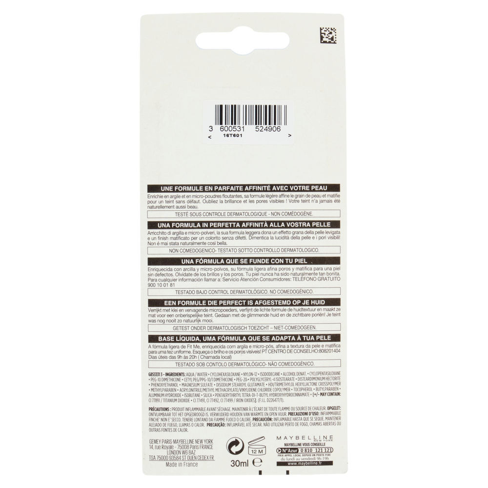 FONDOTINTA MAYBELLINE FIT ME MATTE WARM - 1