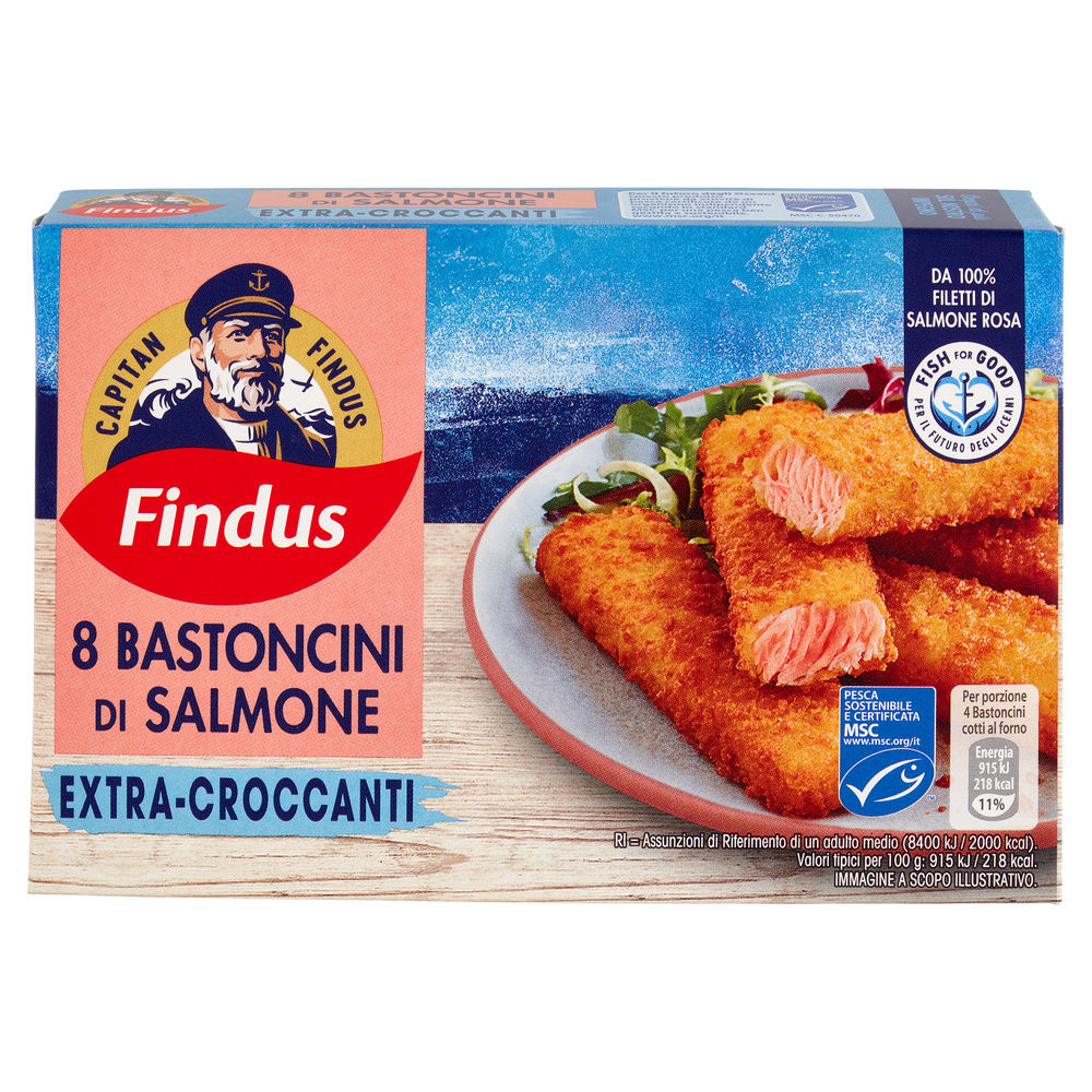 8 BASTONCINI DI SALMONE MSC CAPITAN FINDUS SCATOLA G 200 - 2