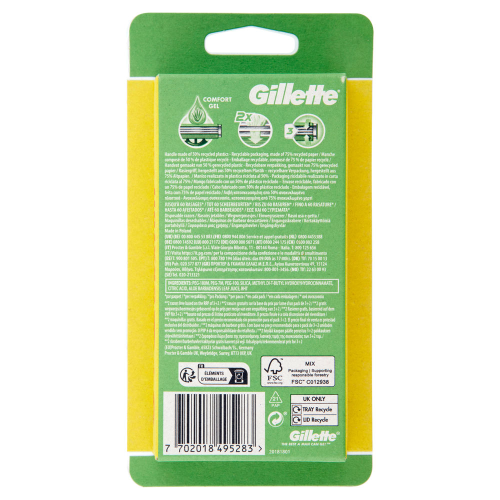 RASOIO USA E GETTA GILLETTE SENSOR3 SENSITIVE PZ.3+2GRATIS - 1