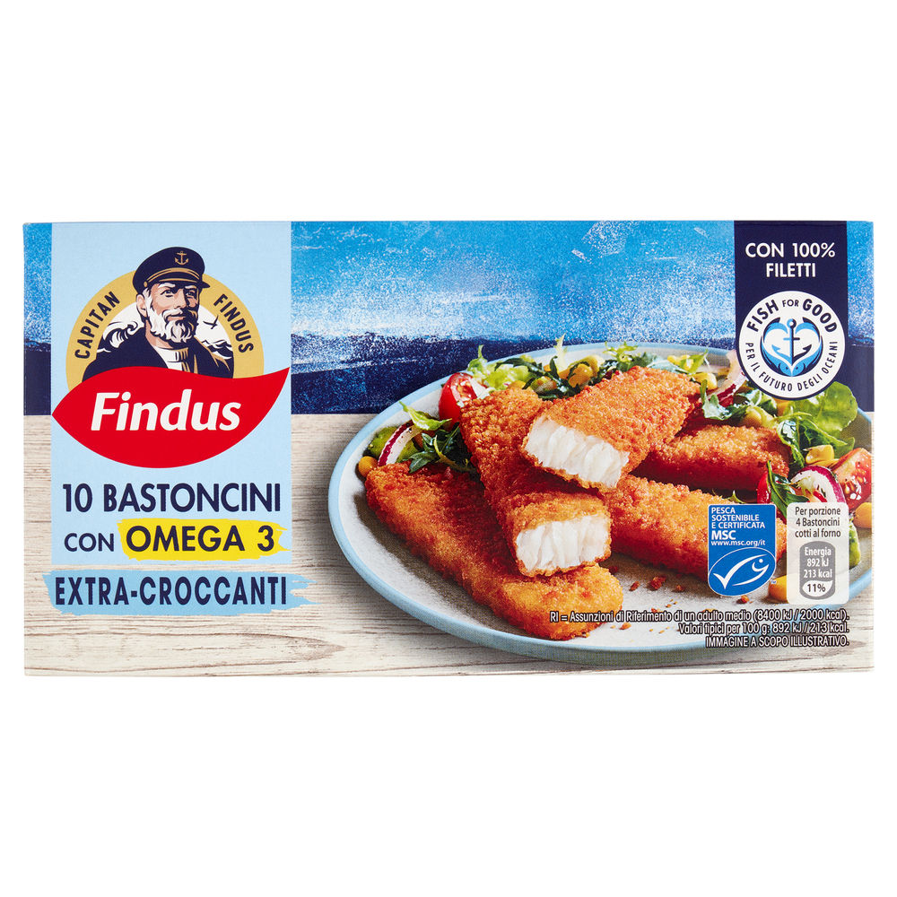 10 bastoncini con omega 3 msc capitan findus scatola g 250