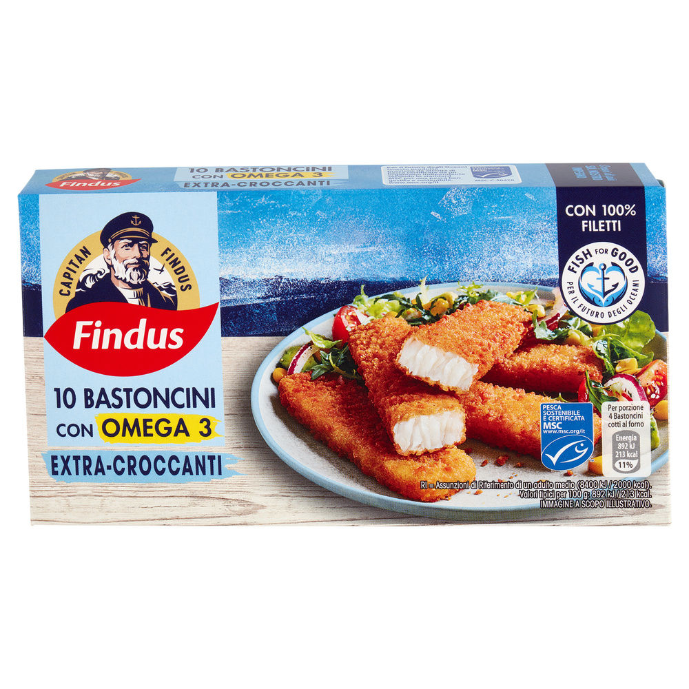 10 BASTONCINI CON OMEGA 3 MSC CAPITAN FINDUS SCATOLA G 250 - 2