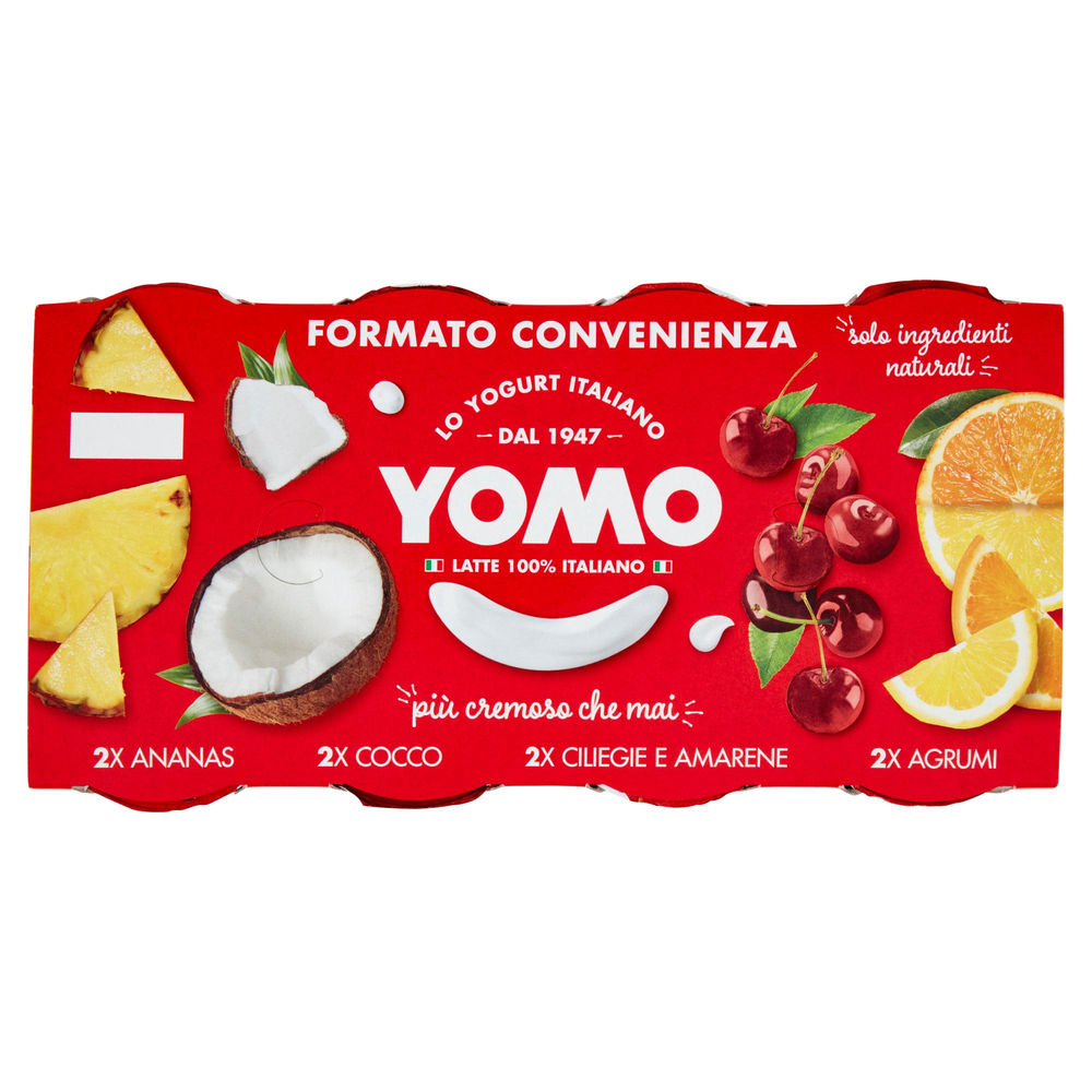YOGURT YOMO INTERO ANANAS COCCO CILIEGIA & AMARENA E AGRUMI 8X125 G - 0