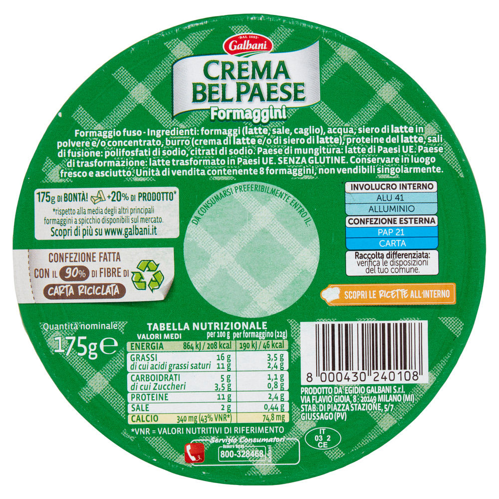 FORMAGGINI CREMA BEL PAESE GALBANI 8 PZ SCATOLA 175 G - 2