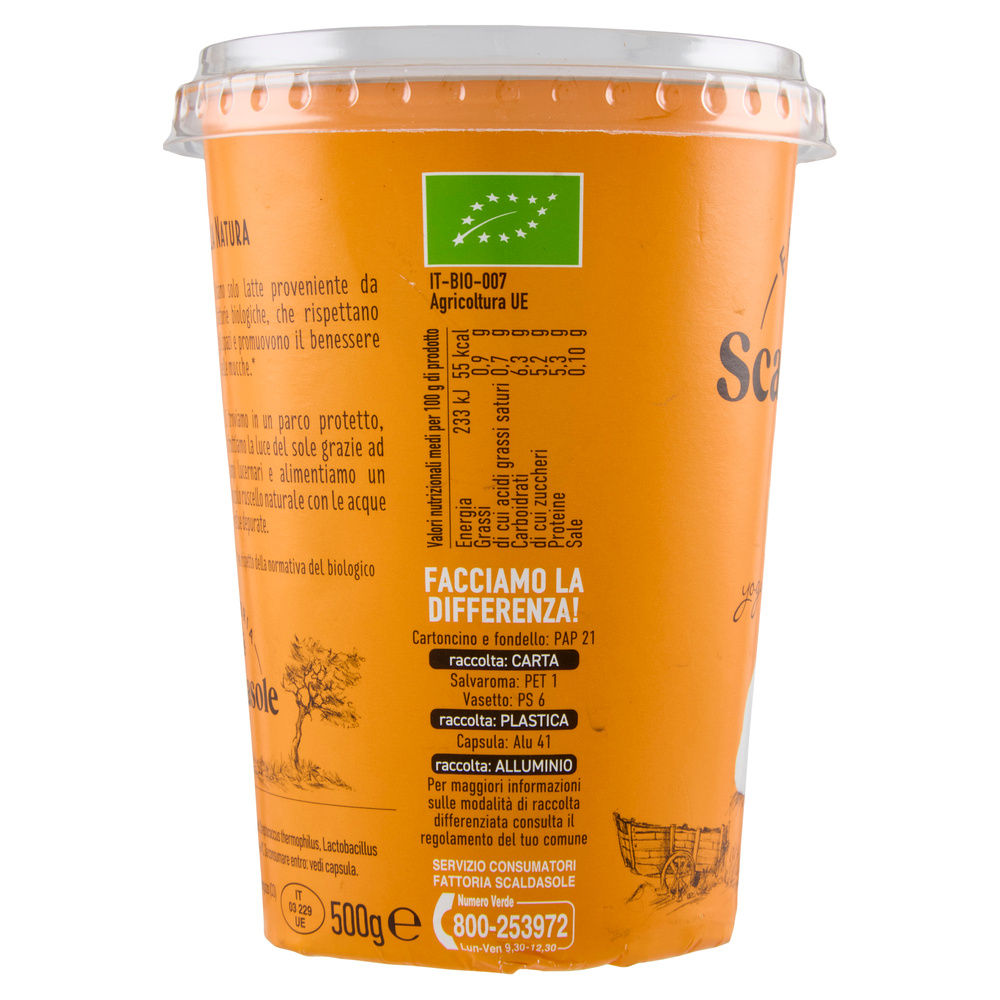 YOGURT MAGRO BIO STRABUONO FATTORIA SCALDASOLE BIANCO 500G - 3