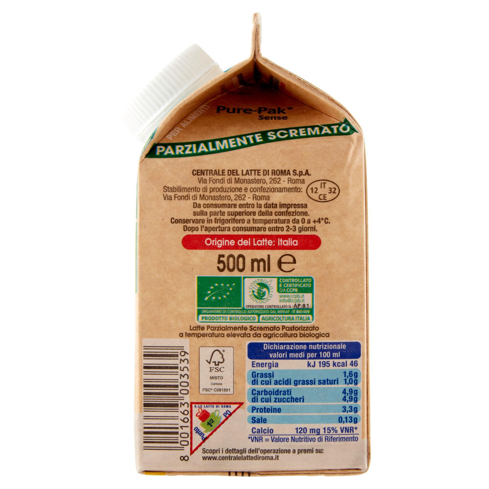 LATTE PS PASTORIZ.BIO 500ML CENTRALE DEL LATTE DI ROMA - 3