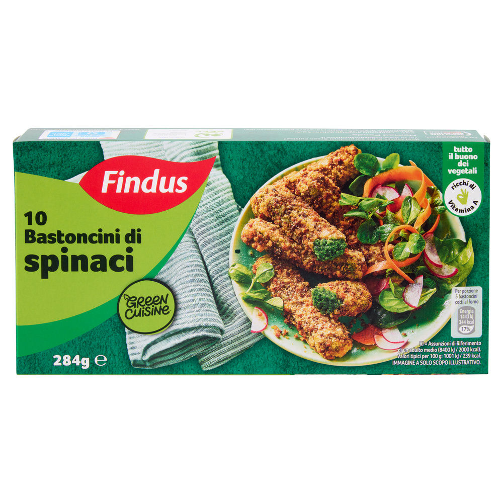 10 BASTONCINI DI SPINACI FINDUS GREEN CUISINE CARTONE G 284 - 5