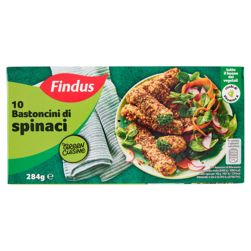 10 BASTONCINI DI SPINACI FINDUS GREEN CUISINE CARTONE G 284 - 3