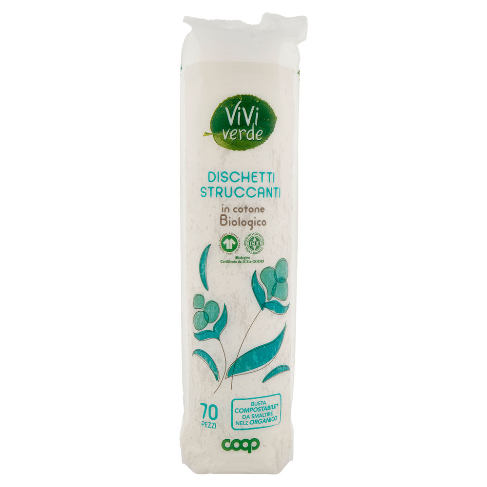 DISCHETTI STRUCCANTI IN COTONE BIOLOGICO VIVI VERDE COOP BUSTA PZ 70 - 0