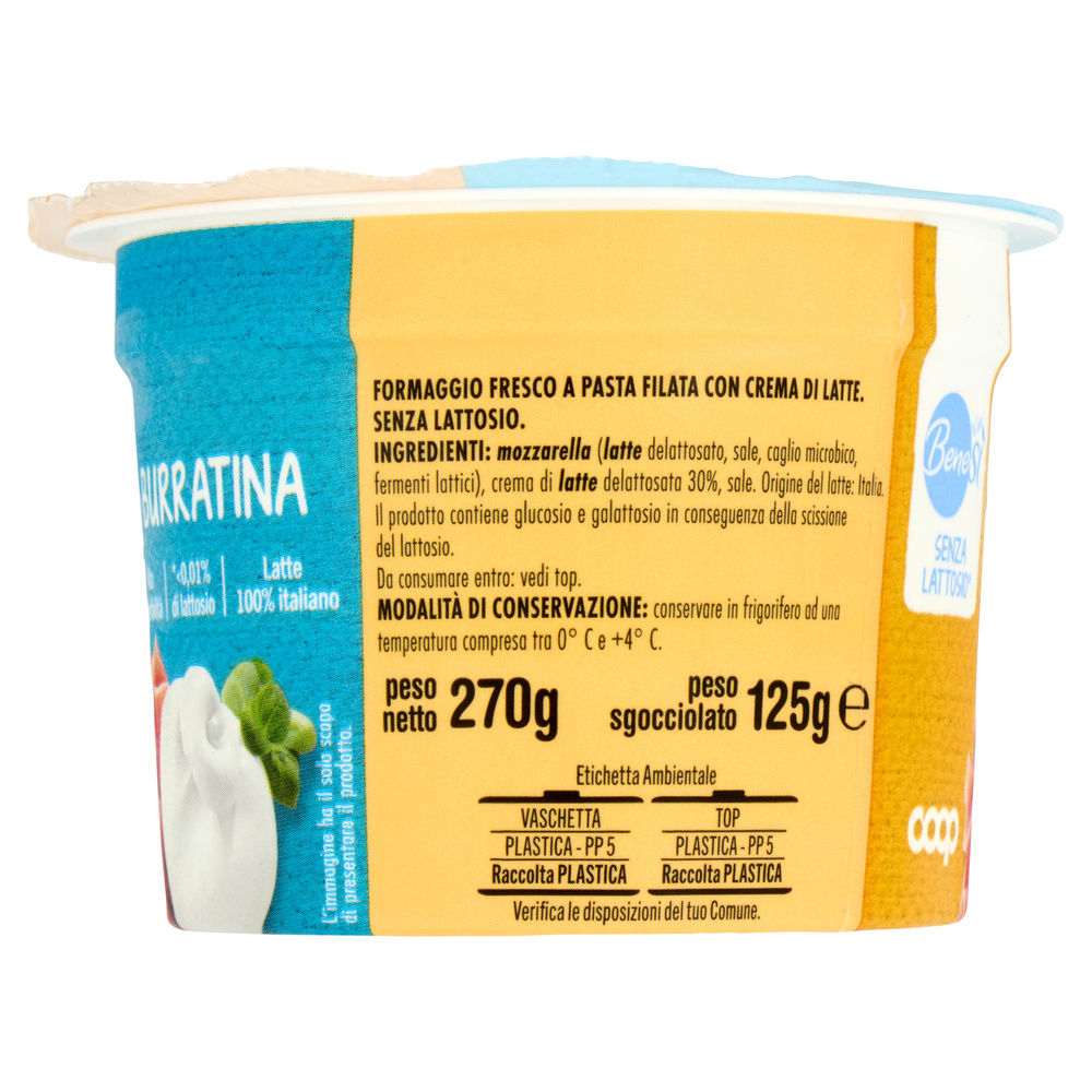 BURRATINA SENZA LATTOSIO BENE SI' COOP VASCHETTA 125 G - 2