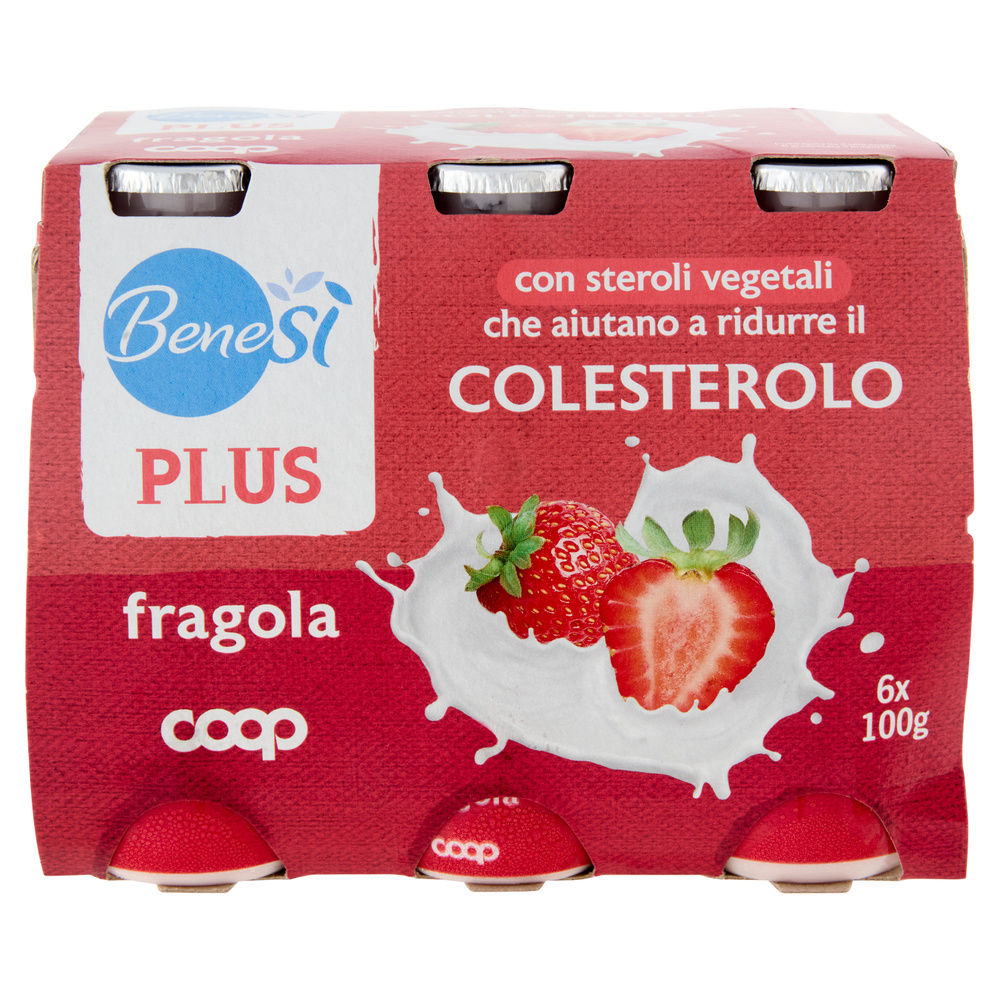LATTE FERMENTATO ANTICOLESTEROLO FRAGOLA BENE SI' COOP CLUSTER 6X100G - 6