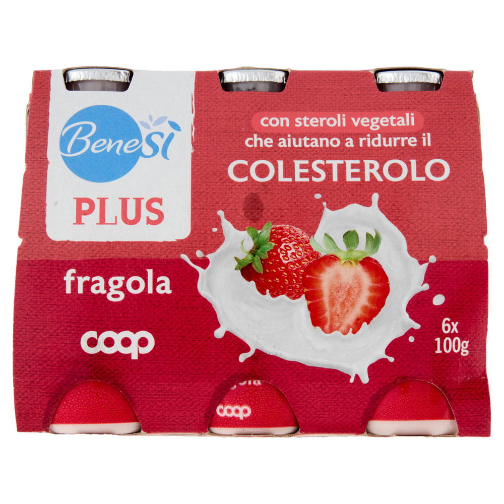 LATTE FERMENTATO ANTICOLESTEROLO FRAGOLA BENE SI' COOP CLUSTER 6X100G - 3
