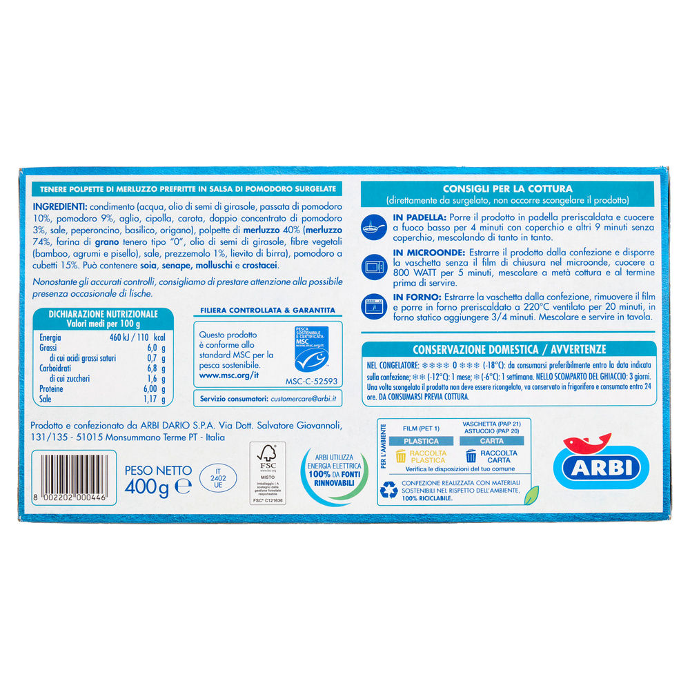 POLPETTE DI MARE AL SUGO ARBI G 400 - 1