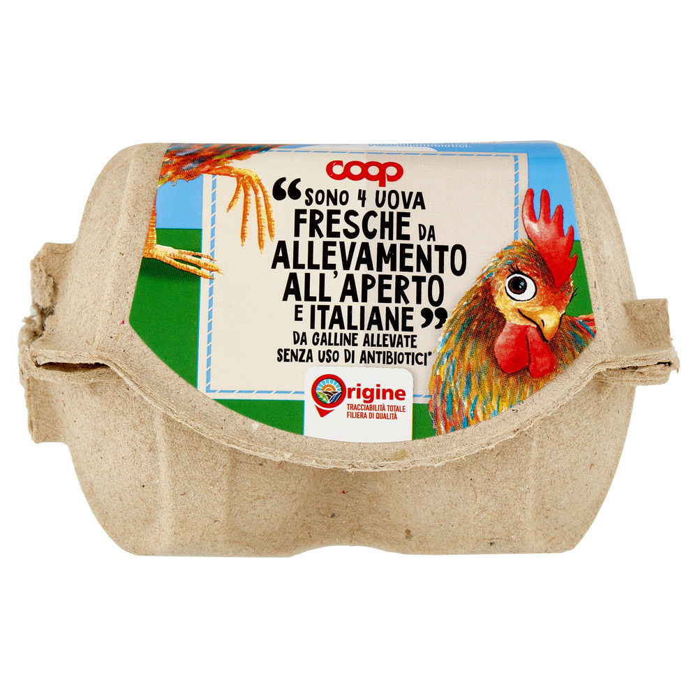 UOVA FRESCHE DA GALLINE ALL.ALL'APERTO SENZA ANTIB.CAL.DIV.X4 ORIGINE COOP G 230 - 2