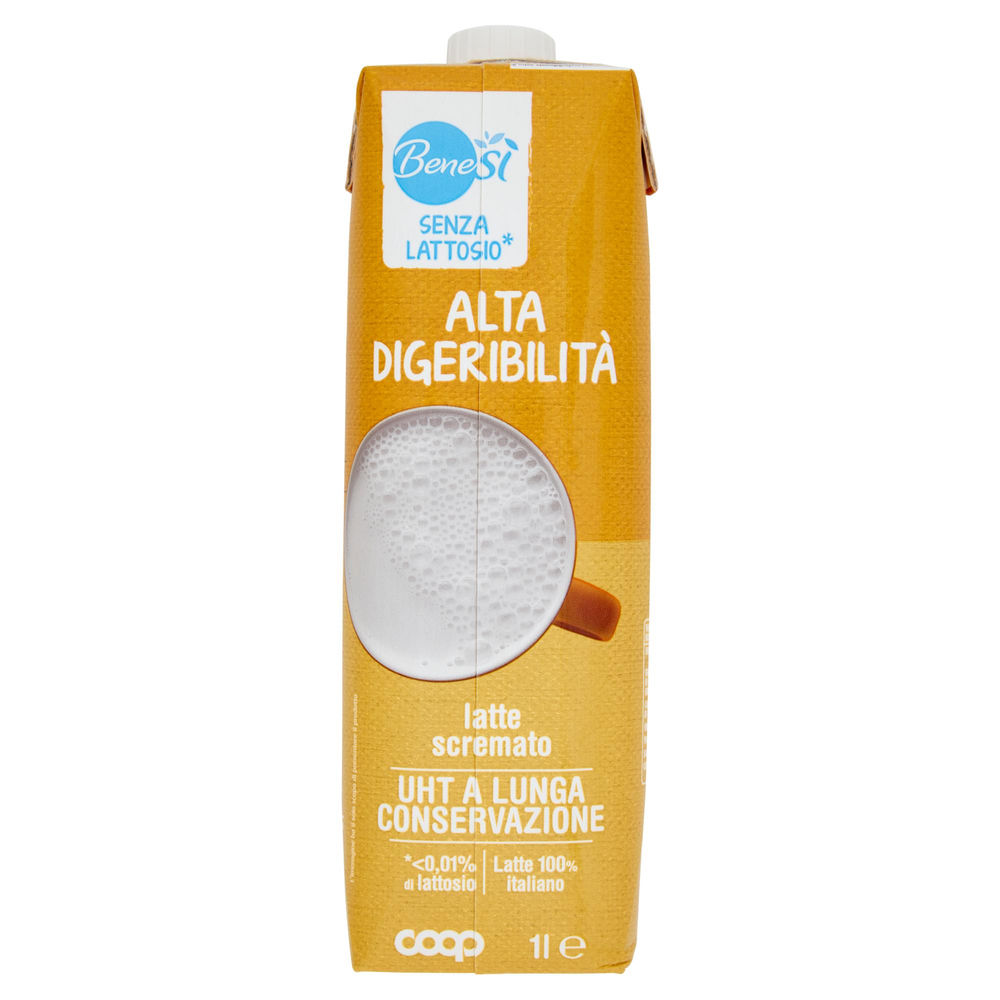 LATTE SCREMATO UHT SENZA LATTOSIO 100% ITALIANO BENESI' COOP BRICK L 1 - 1