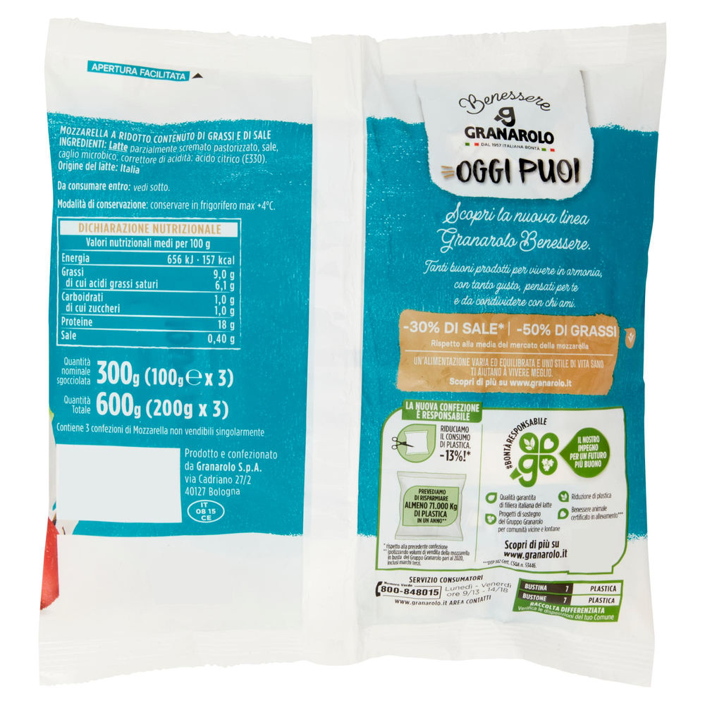 MOZZARELLA OGGI PUOI GRANAROLO -30% SALE E -50% GRASSI 100GX3 - 1