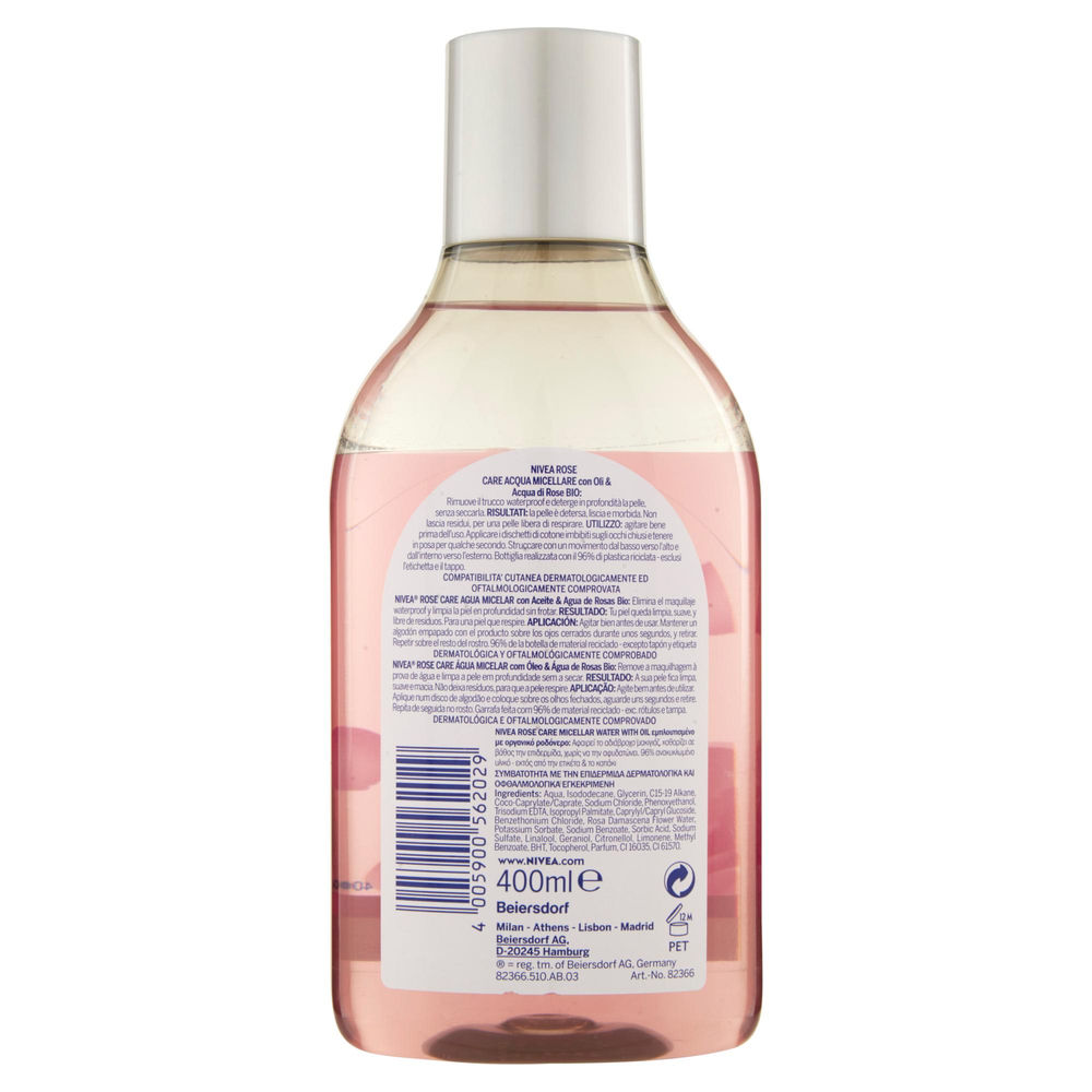 ACQUA MICELLARE NIVEA BIFASE ROSE CARE ML 400 - 1