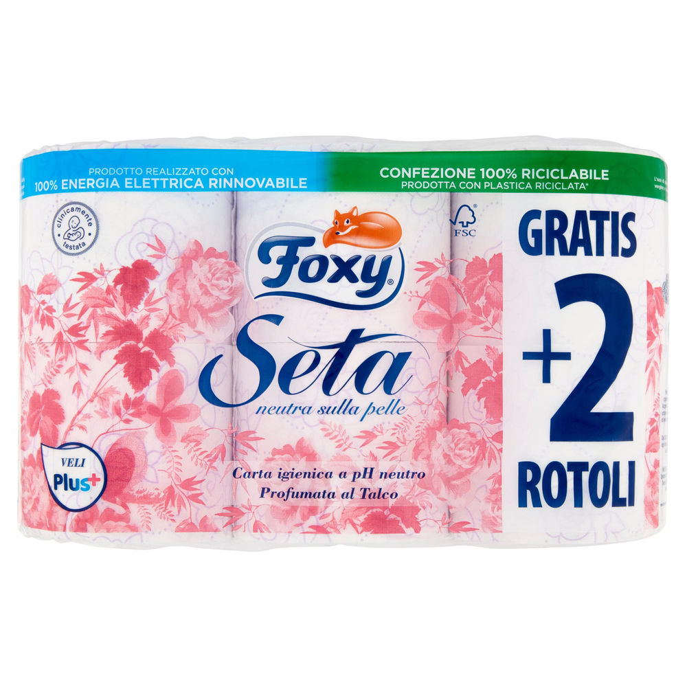 CARTA IGIENICA FOXY SETA MAXI ROTOLO 2VELI DECORATO PZ.4+2OMAGGIO - 0