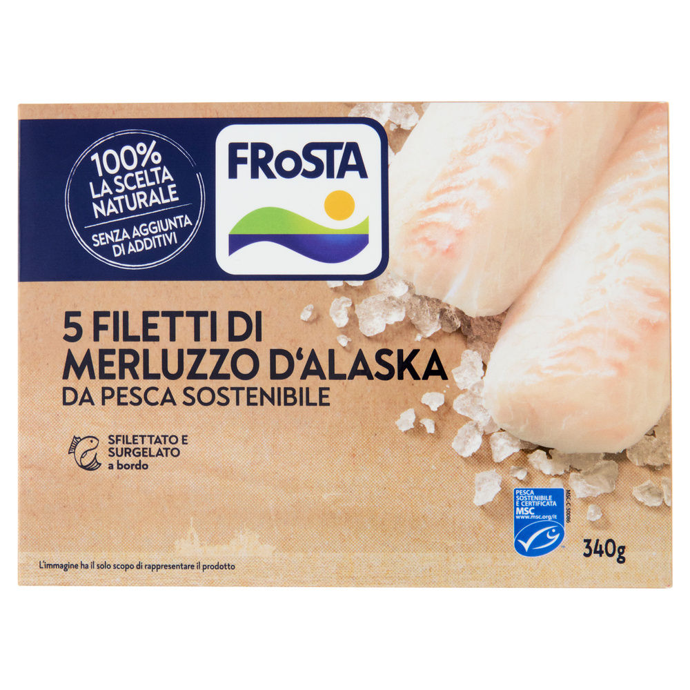 FILETTI DI MERLUZZO D'ALASKA DA PESCA SOSTENIBILE MSC FROSTA SURG. G 340 - 0