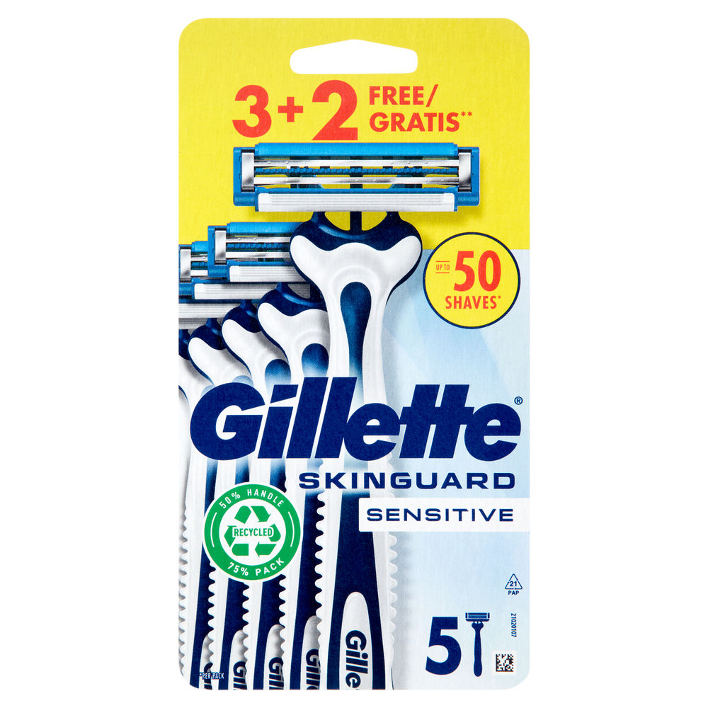 RASOIO USA&GETTA GILLETTE SKINGUARD SENSITIVE PZ.3+2OMAGGIO - 0