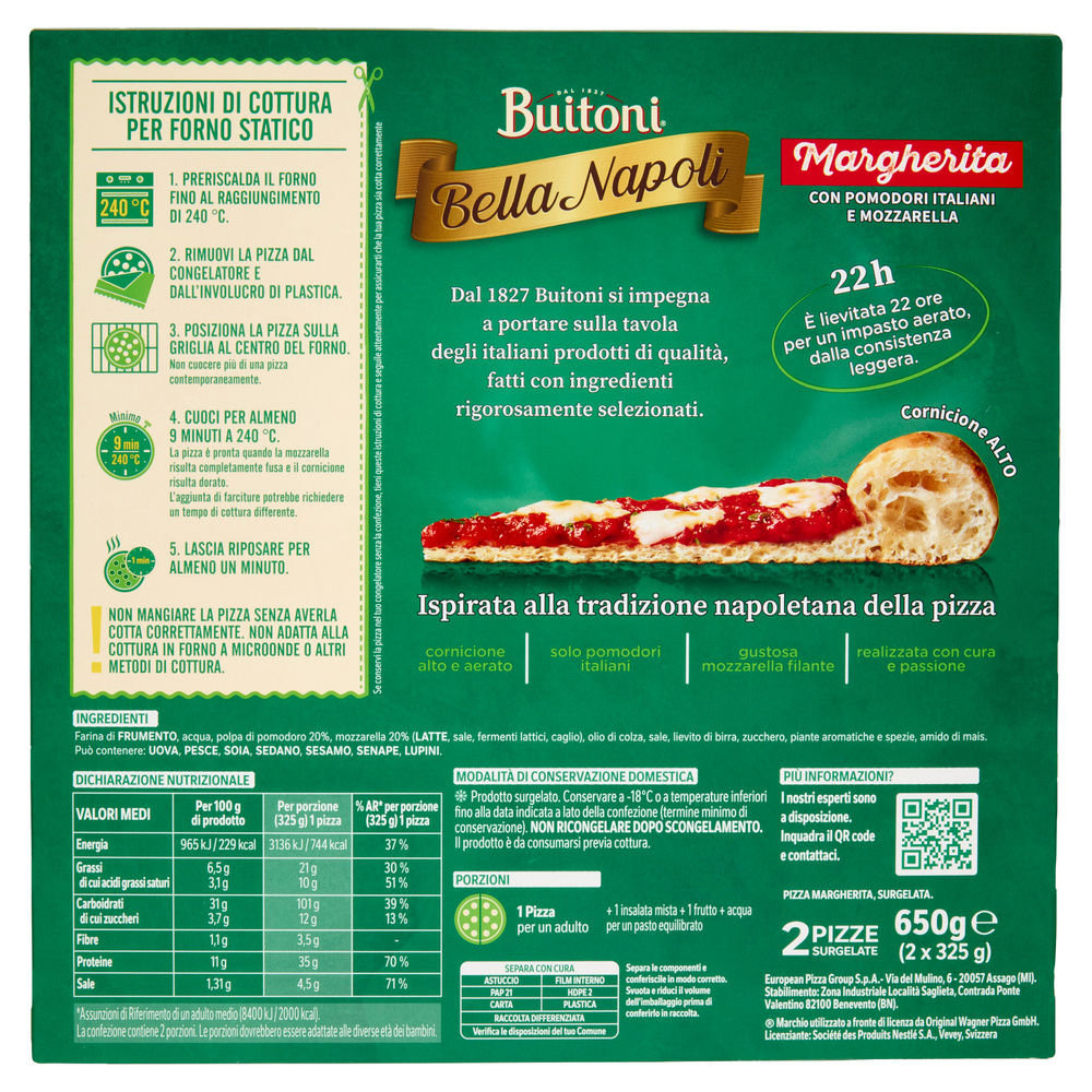 PIZZA MARGHERITA CLASSICA BELLA NAPOLI BUITONI PZ 2 G 650 - 6