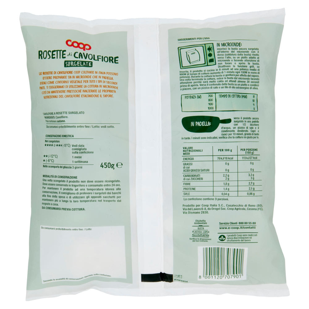 ROSETTE DI CAVOLFIORE MICROONDABILI COOP BUSTA G 450 - 1