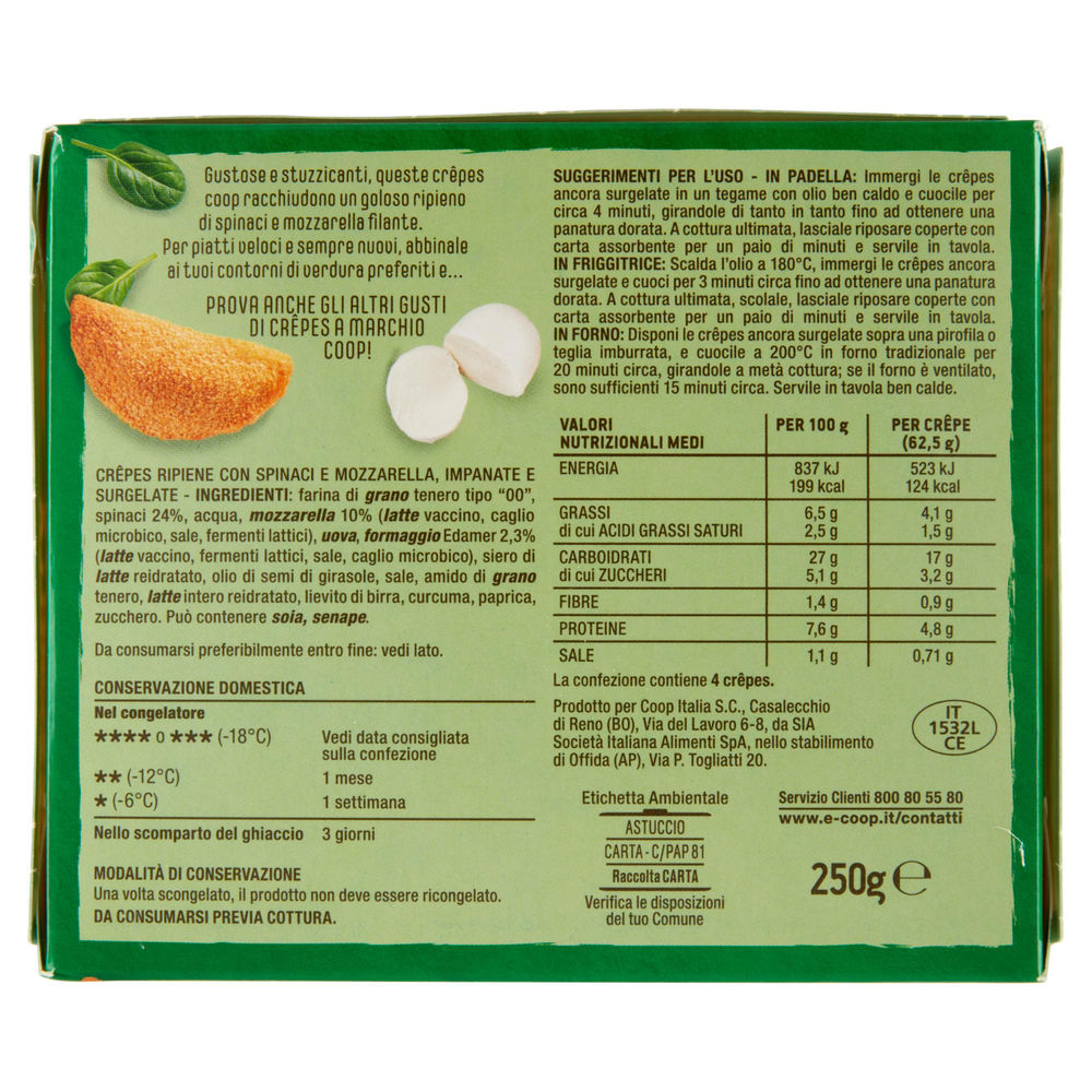 CREPES MOZZARELLA E SPINACI COOP 4PZ SURG. G 250 - 1