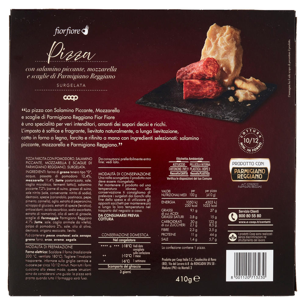 PIZZA SALAME PICCANTE, MOZZARELLA E PARMIGIANO FIOR FIORE COOP SURG. G 410 - 1