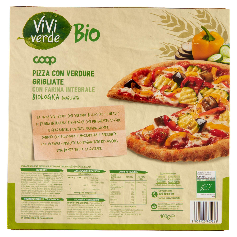 PIZZA BIO IMPASTO DI FARINA INTEGRALE E VERDURE GRIGLIATE VV COOP SURG. G 400 - 1