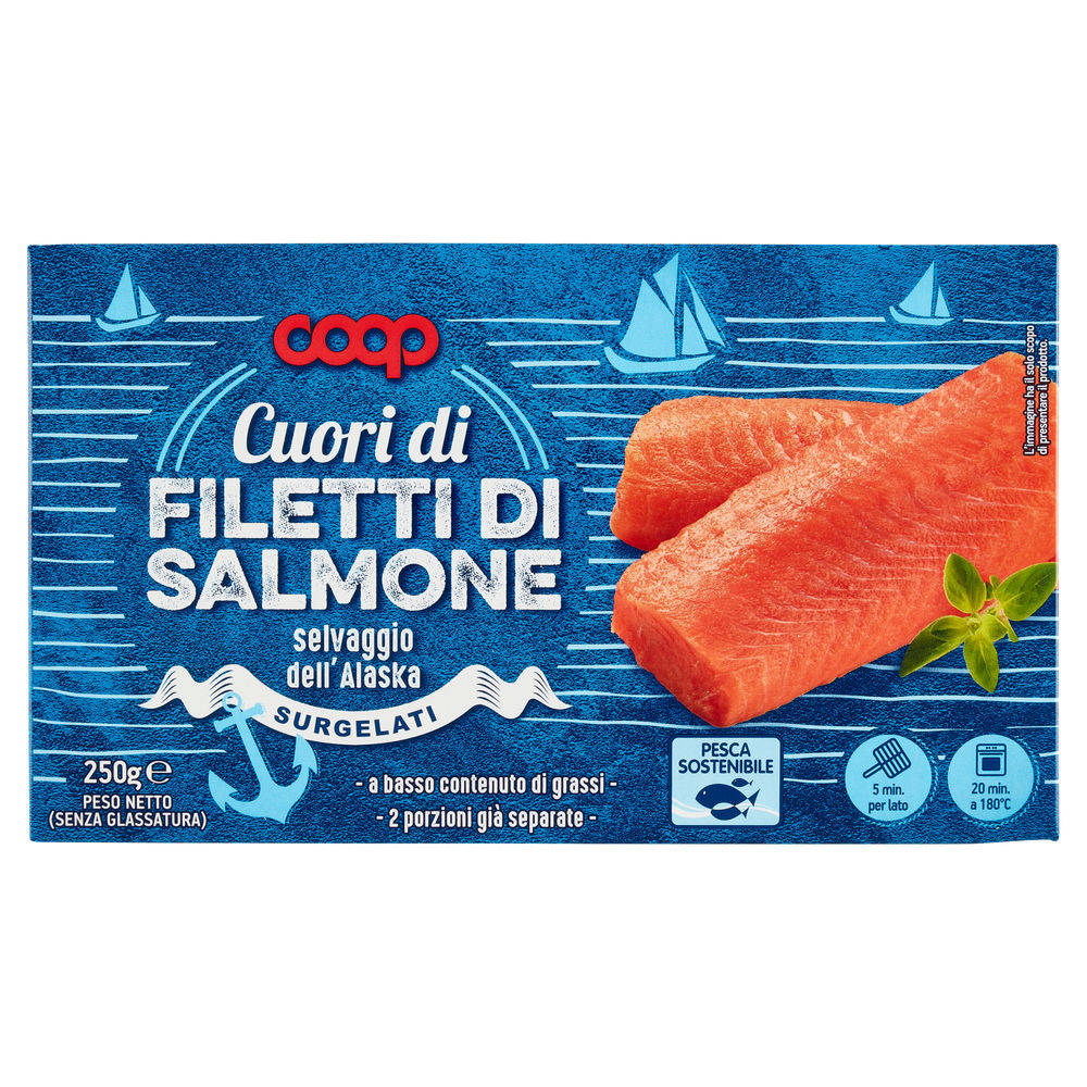 Cuori di salmone surg selvaggio d'alaska coop scatola g 250