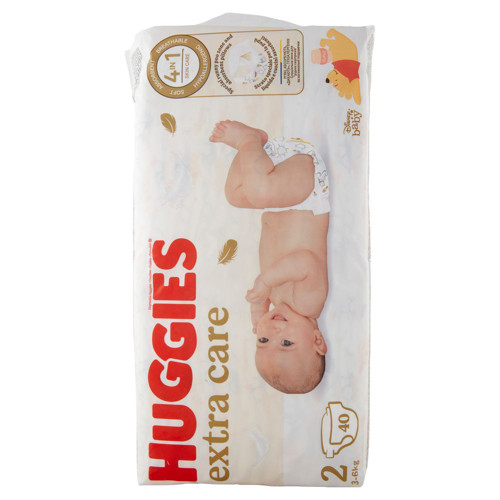 PANNOLINI HUGGIES EXTRA CARE BEBÉ TAGLIA 2 PZ.40 - 1
