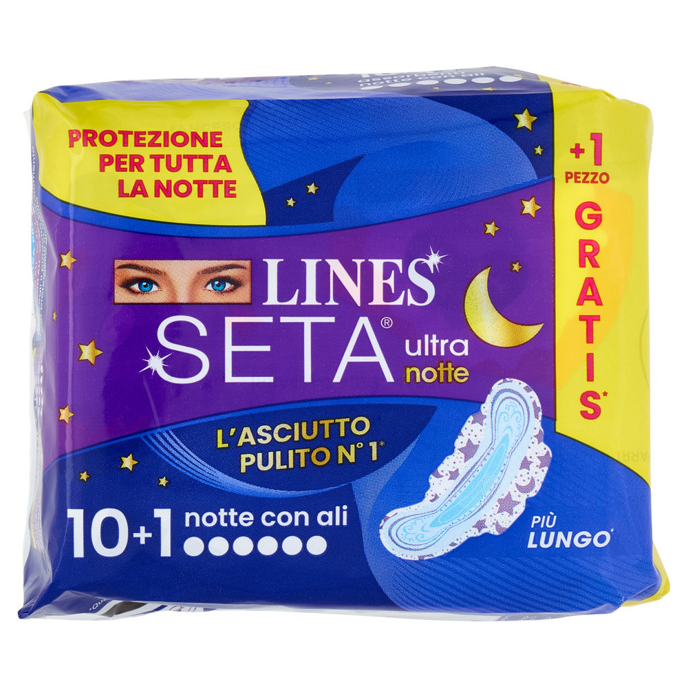 ASSORBENTI LINES SETA ULTRA NOTTE PACCO SINGOLO PZ.10+1GRATIS - 0