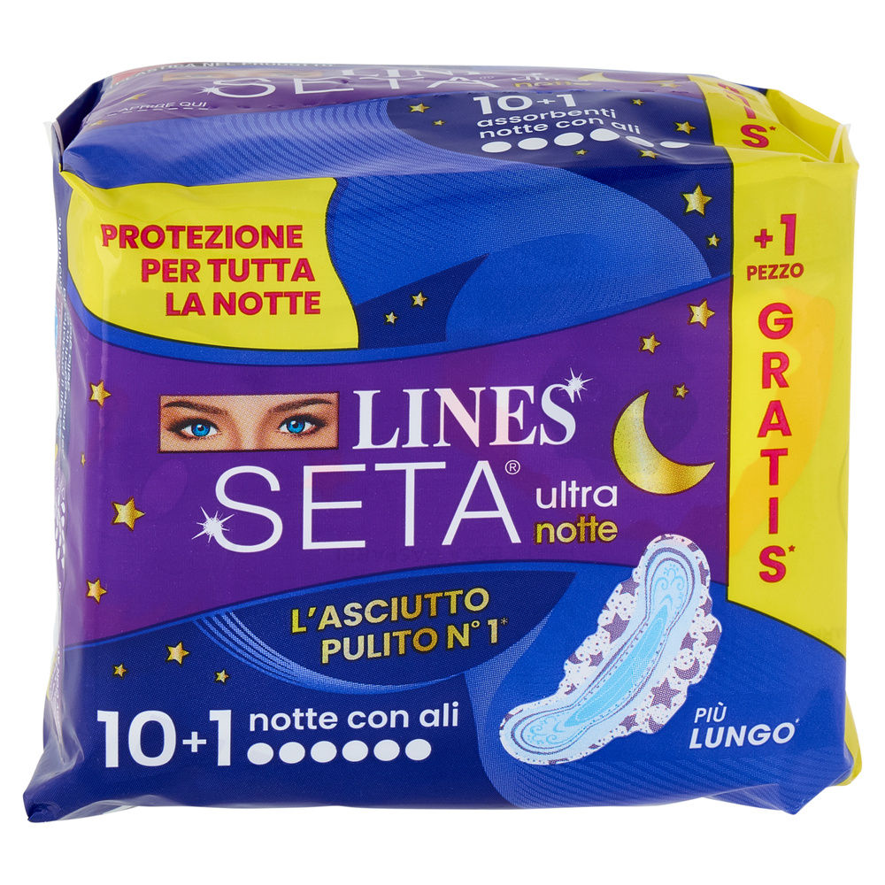 ASSORBENTI LINES SETA ULTRA NOTTE PACCO SINGOLO PZ.10+1GRATIS - 4