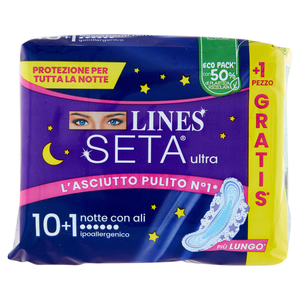 ASSORBENTI LINES SETA ULTRA NOTTE PACCO SINGOLO PZ.10+1GRATIS - 5