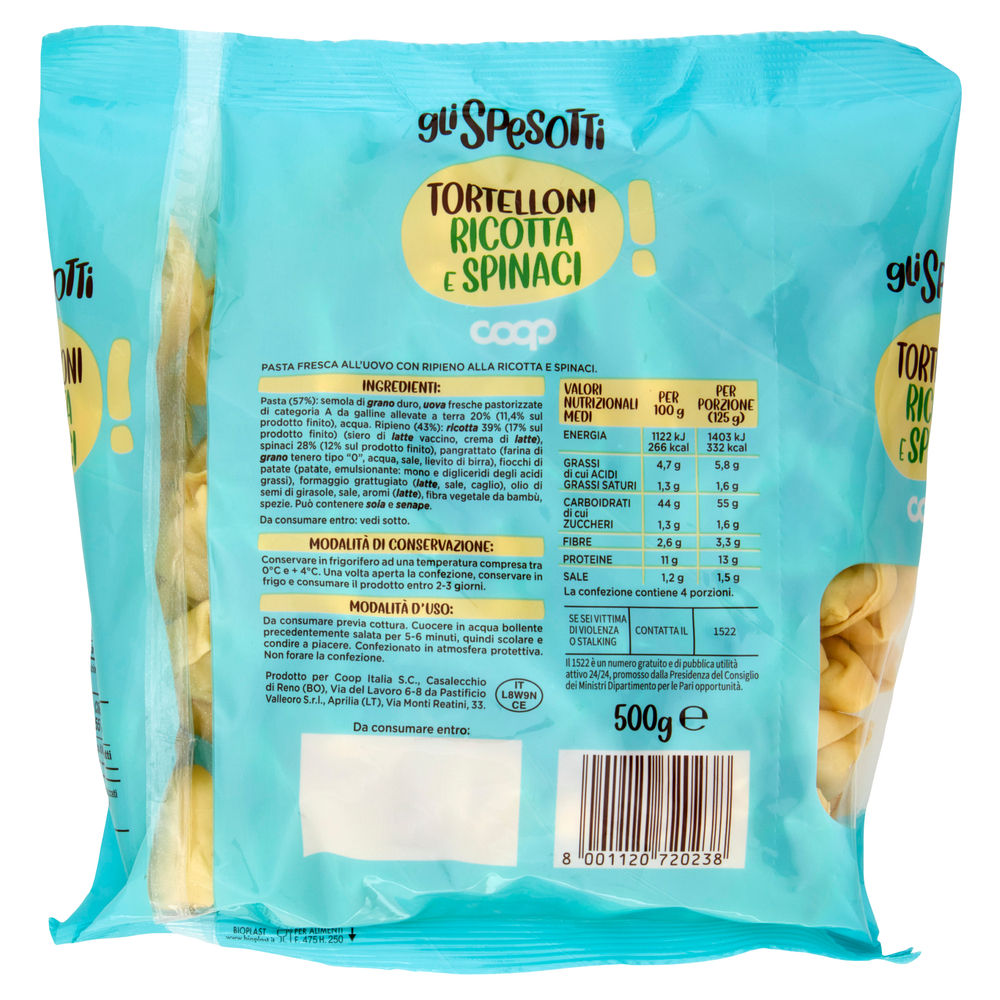 TORTELLONI RICOTTA E SPINACI GLI SPESOTTI COOP G 500 - 1