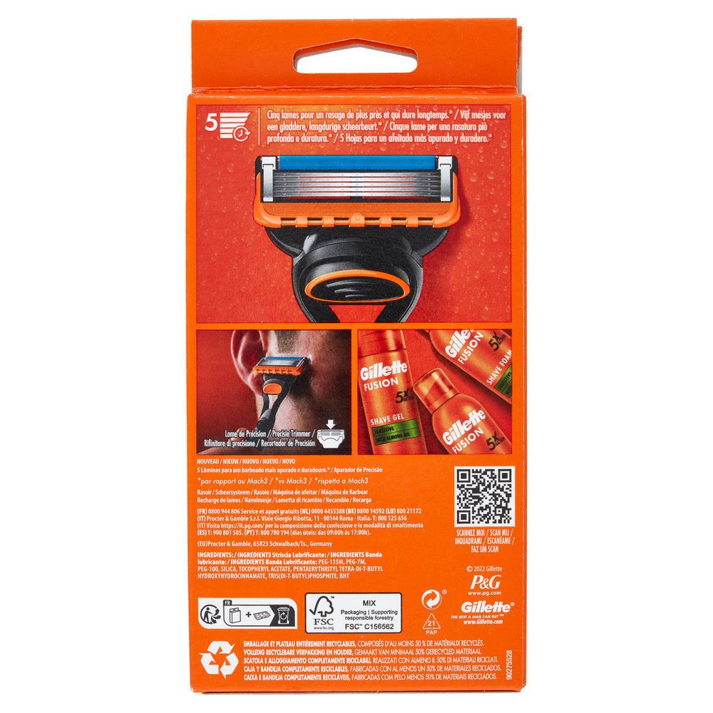 RASOIO GILLETTE FUSION5 MANUAL 2UP + 1 RICAMBIO 5LAME PZ.1 - 1