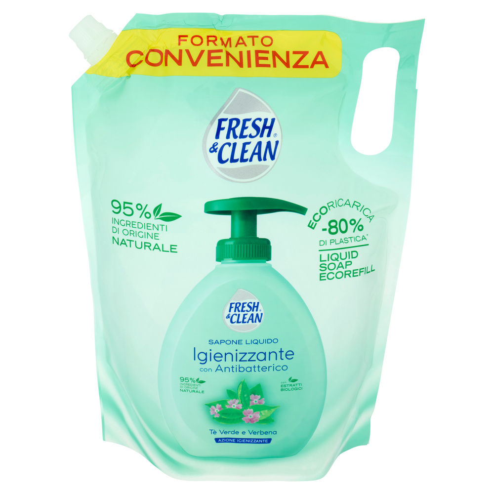 SAPONE LIQUIDO FRESH&CLEAN IGIENIZZANTE ANTIBATT.T&Egrave; VERDE VERBENA ECORIC.L 1 - 8
