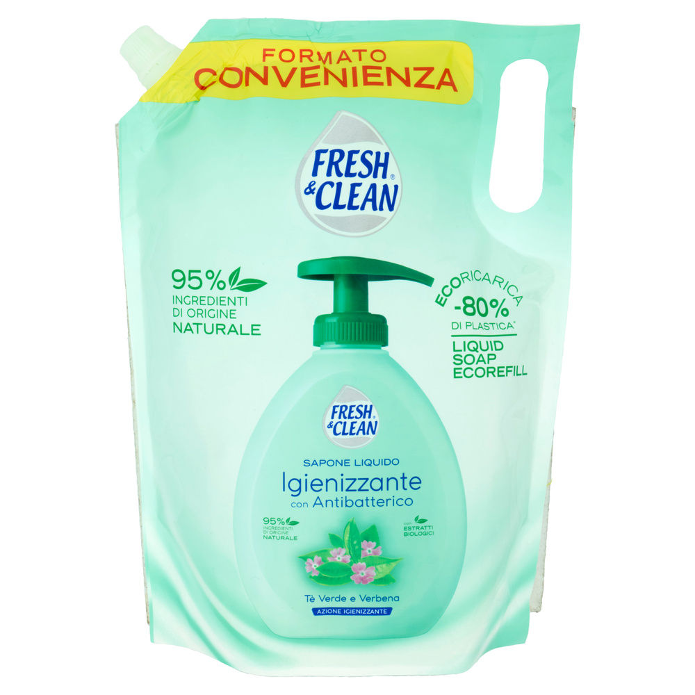 SAPONE LIQUIDO FRESH&CLEAN IGIENIZZANTE ANTIBATT.T&Egrave; VERDE VERBENA ECORIC.L 1 - 7