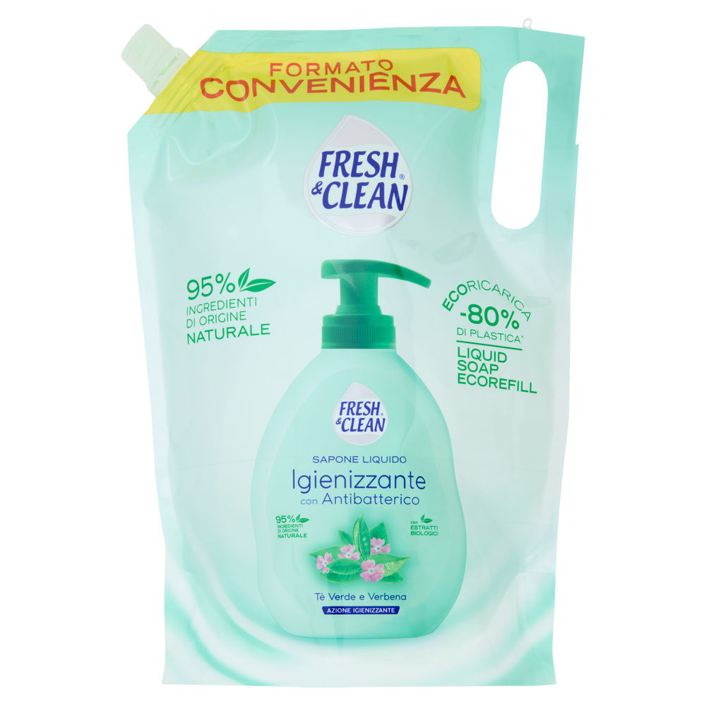 SAPONE LIQUIDO FRESH&CLEAN IGIENIZZANTE ANTIBATT.T&Egrave; VERDE VERBENA ECORIC.L 1 - 15