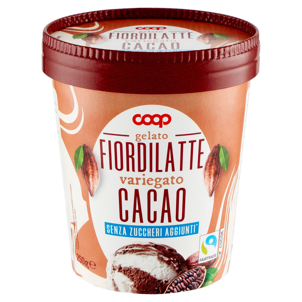 GELATO FIORDILATTE VARIEGATO CACAO S/ZUCCHERI AGGIUNTI COOP BARATTOLO G 250 - 4